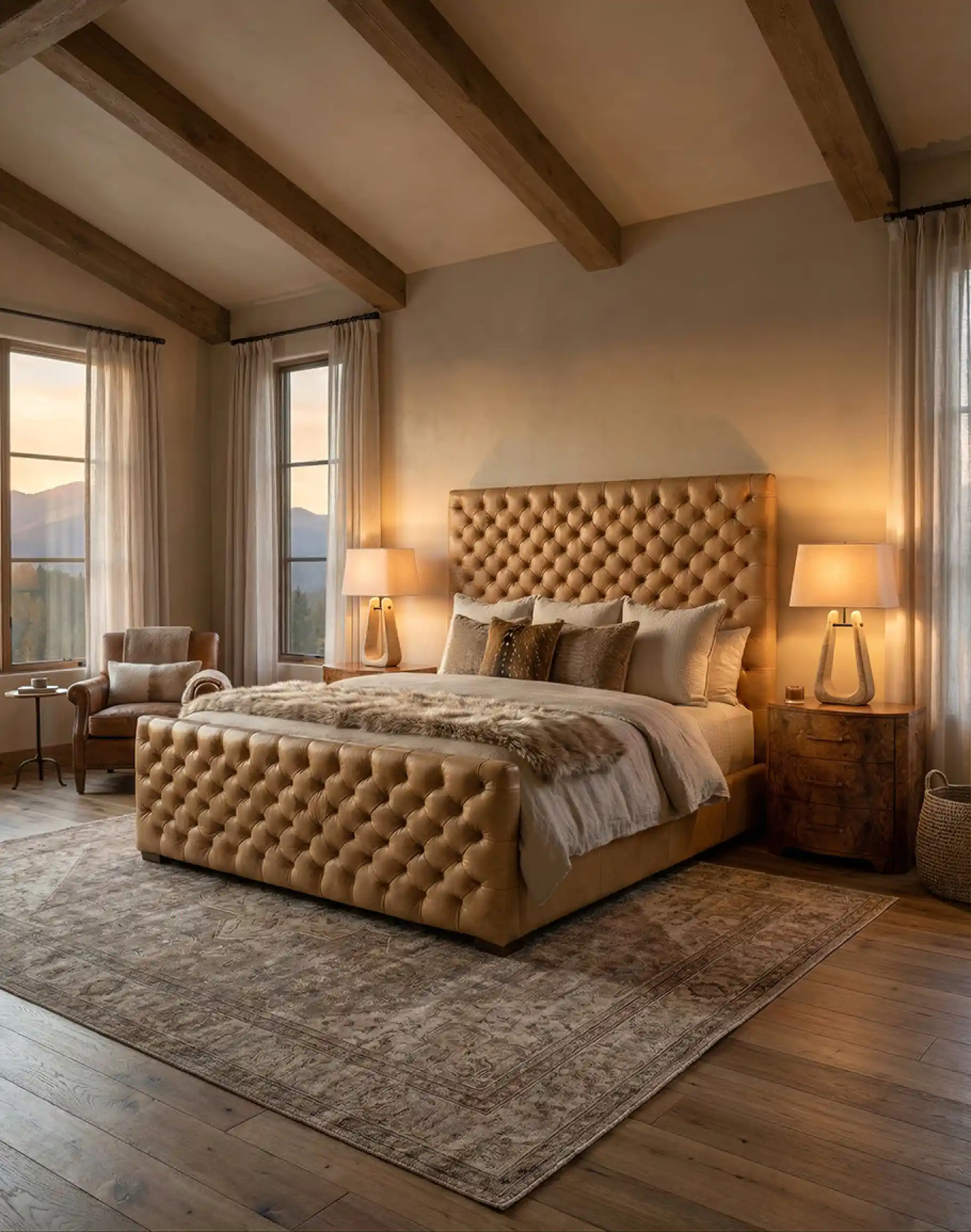 Brentwood Palomino Tufted Leather Bed - Image 12