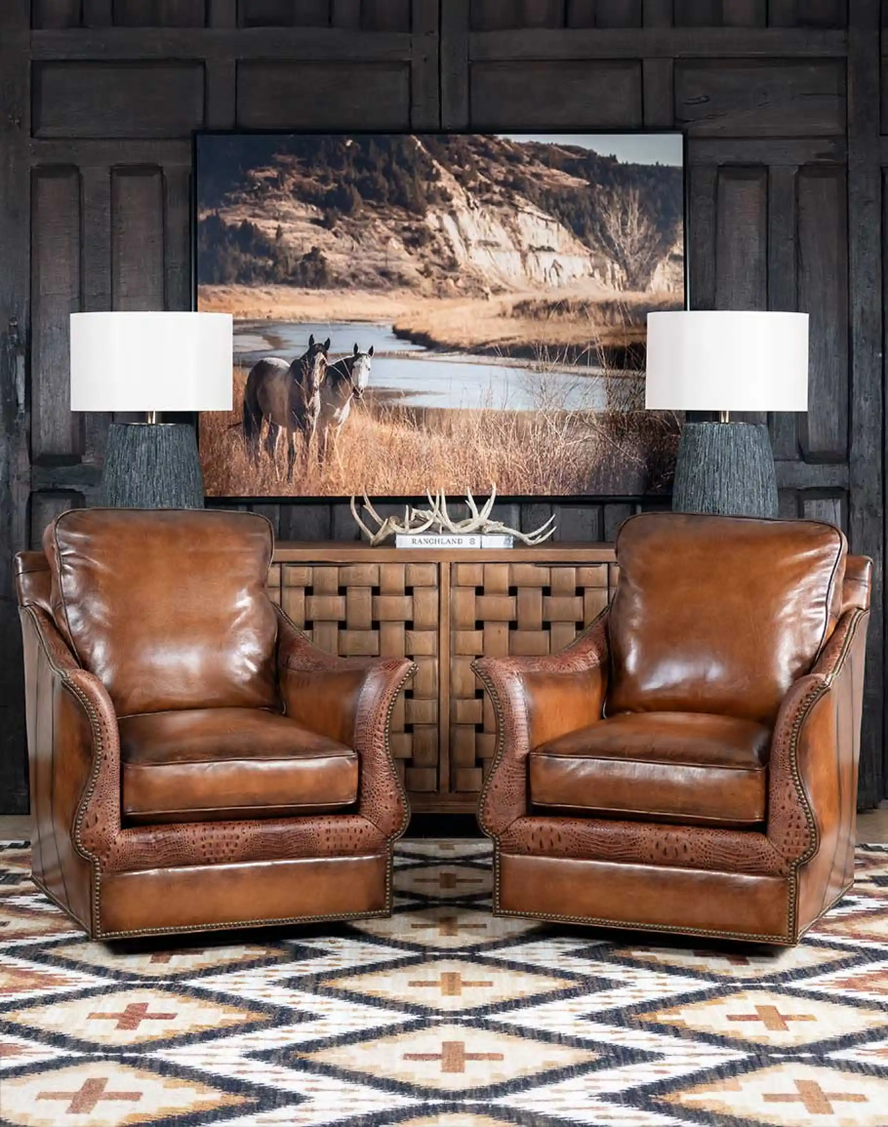 Calexico Leather Swivel Glider - Image 11