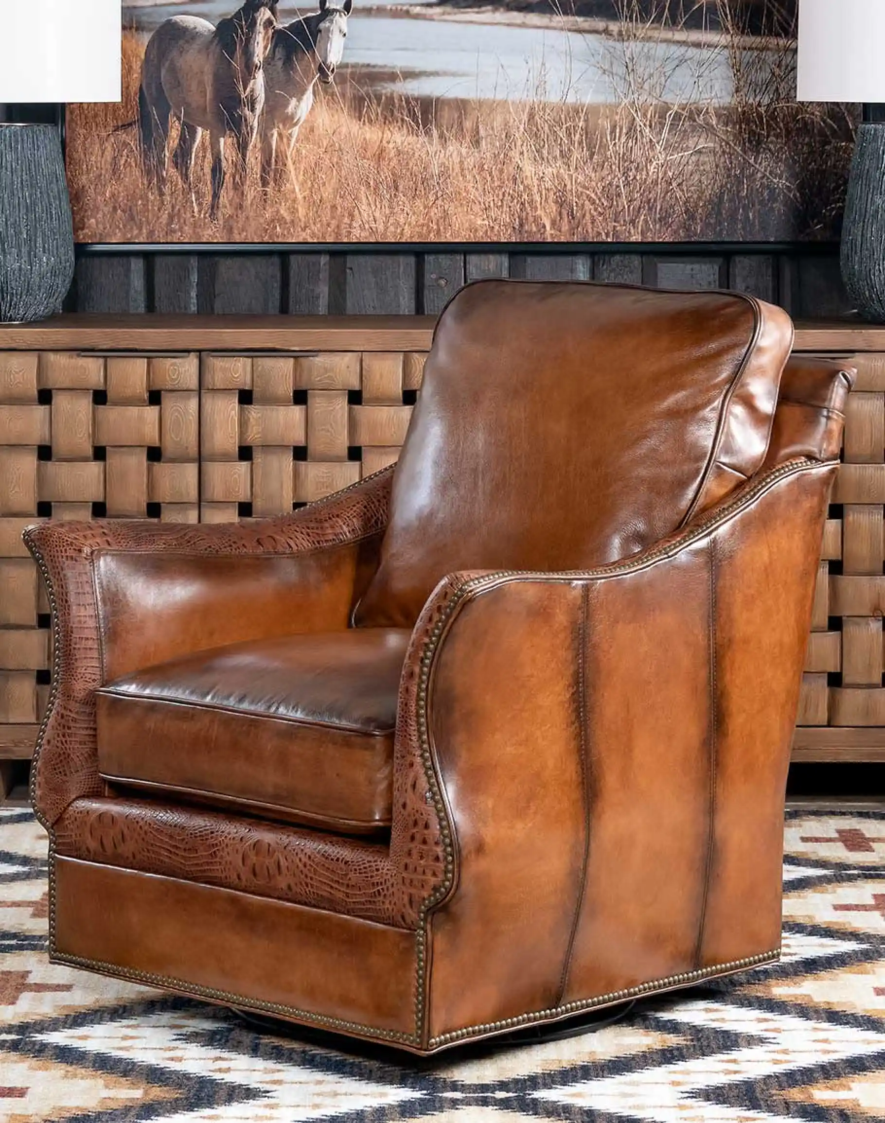 Calexico Leather Swivel Glider
