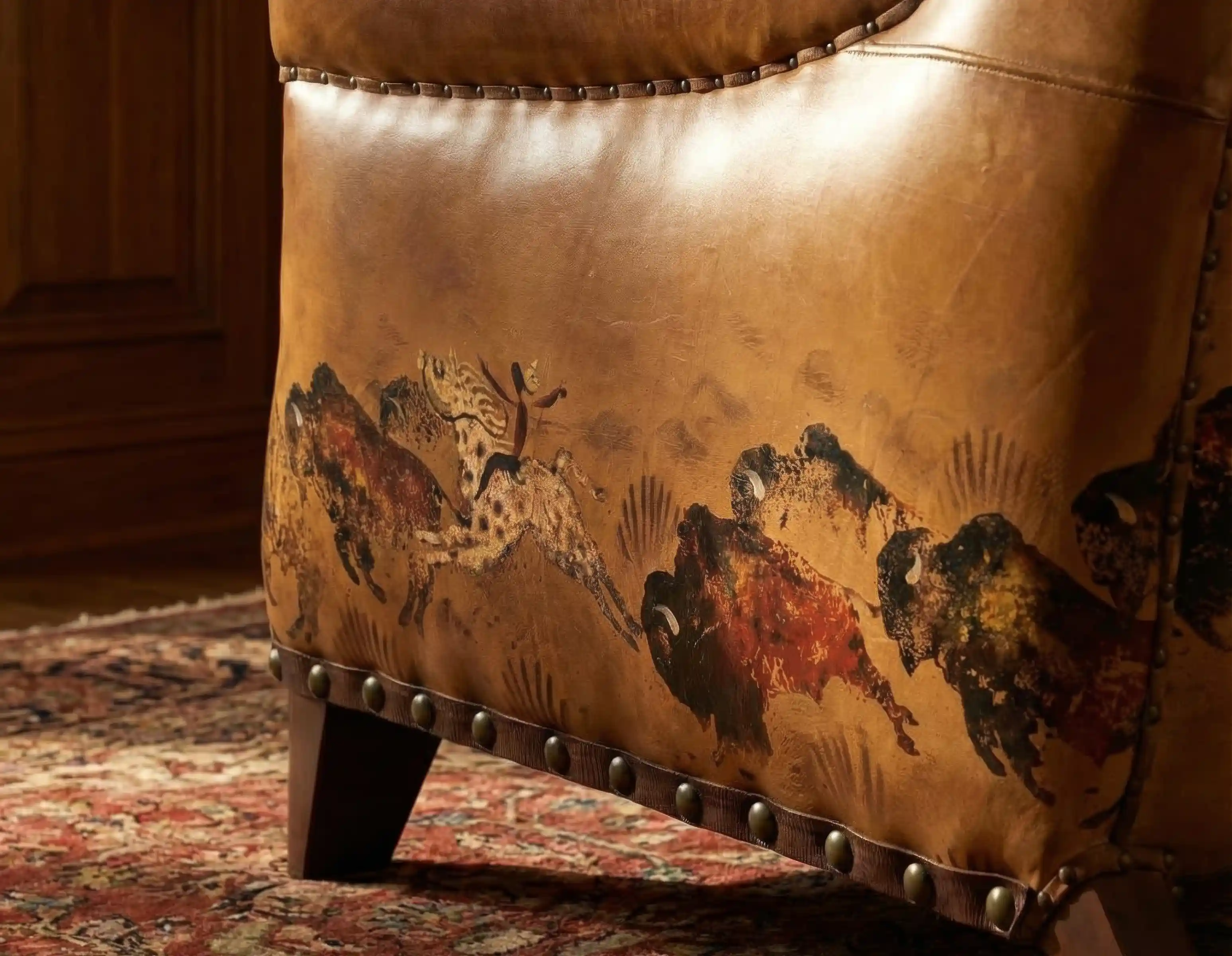 Painted Bison Leather Chair