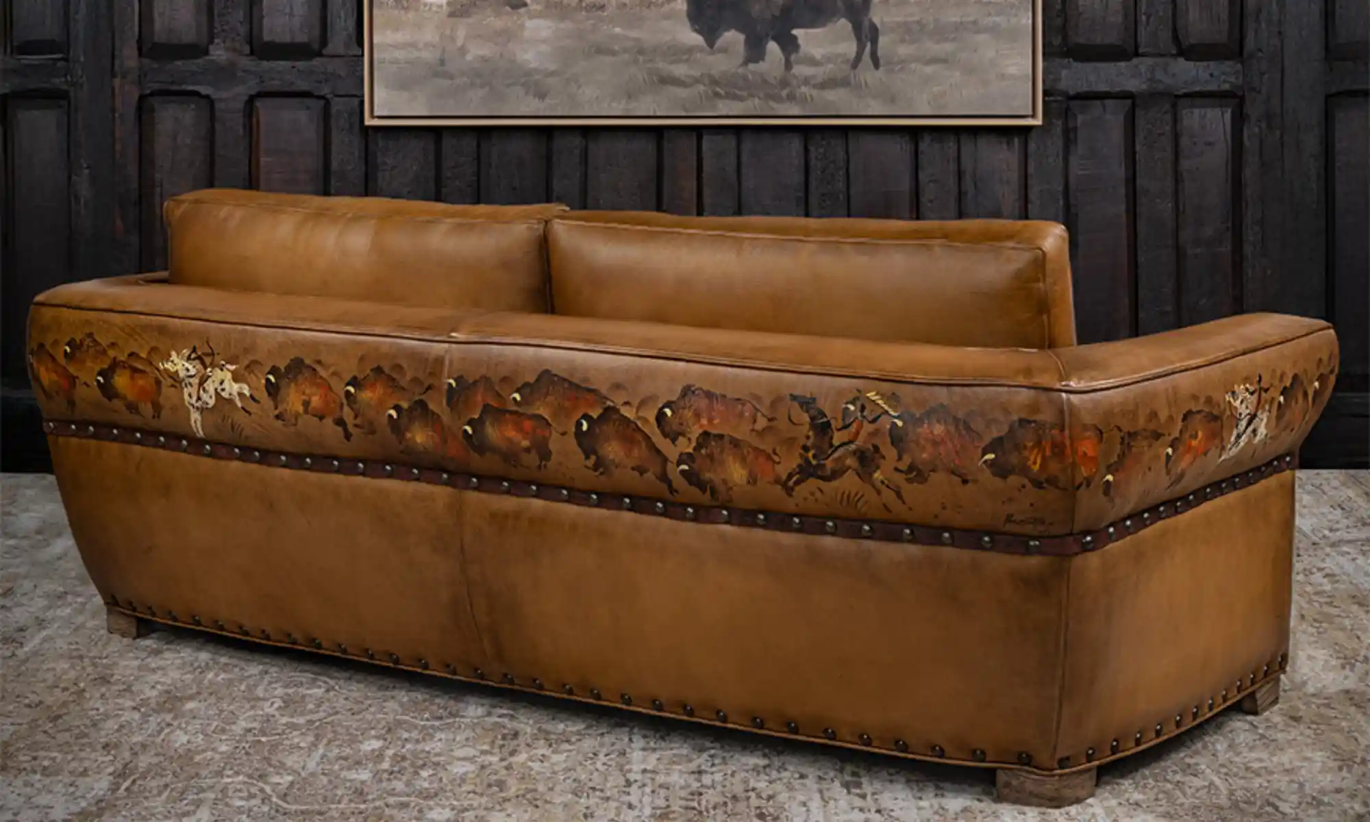 Painted Bison Leather Sofa