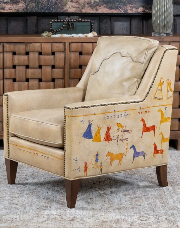 Indians Painted Leather Chair
