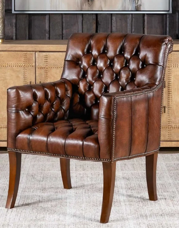 Reno Sable Tufted Leather Chair